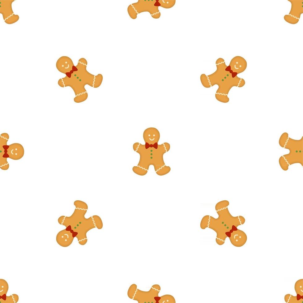 Big set identical gingerbread man, kit colorful pastry cookie vector