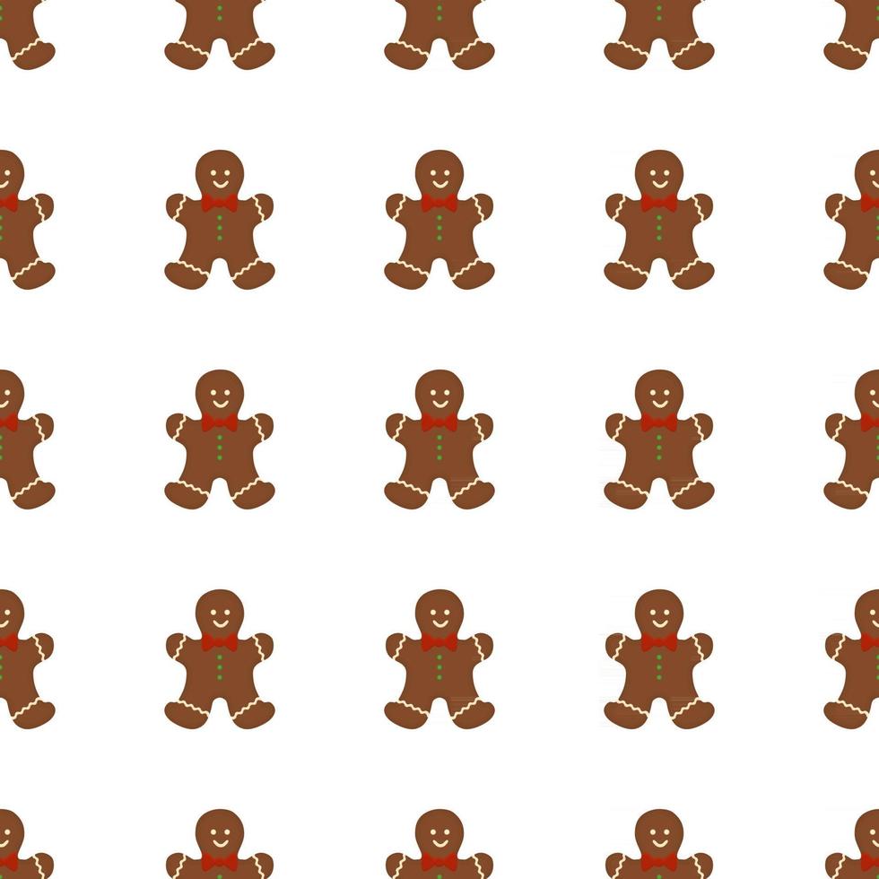 Big set identical gingerbread man, kit colorful pastry cookie vector