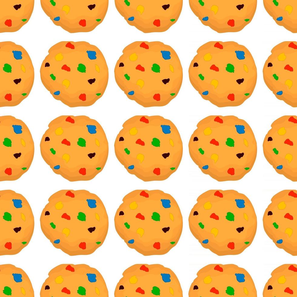 big set identical biscuit, kit colorful pastry cookie vector