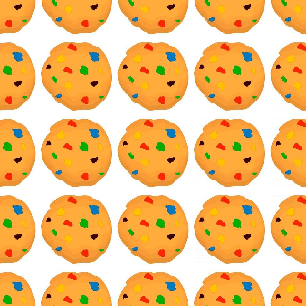 big set identical biscuit, kit colorful pastry cookie vector