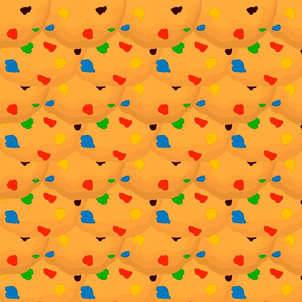 big set identical biscuit, kit colorful pastry cookie vector