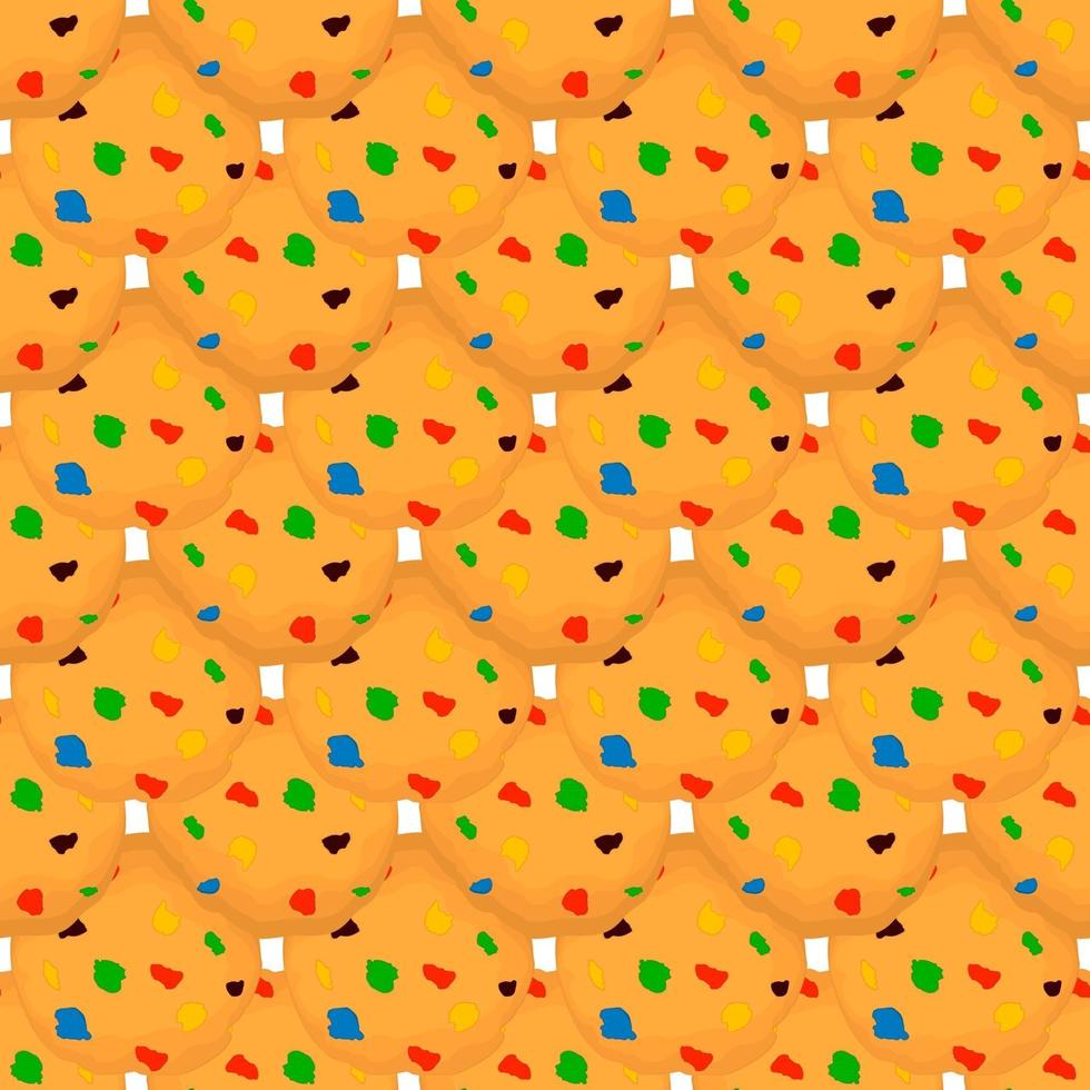 big set identical biscuit, kit colorful pastry cookie vector