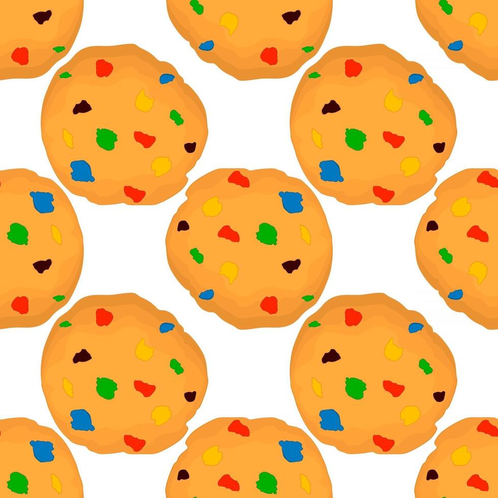 big set identical biscuit, kit colorful pastry cookie vector