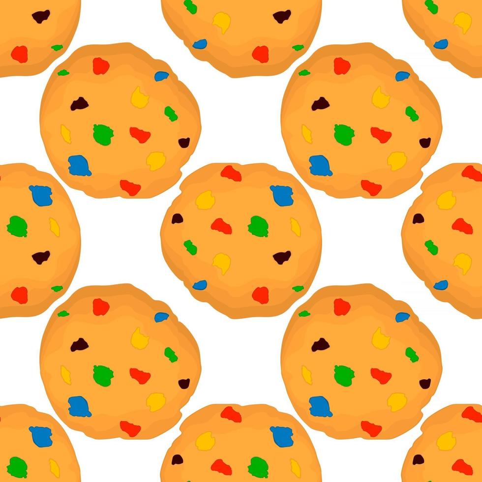 big set identical biscuit, kit colorful pastry cookie vector