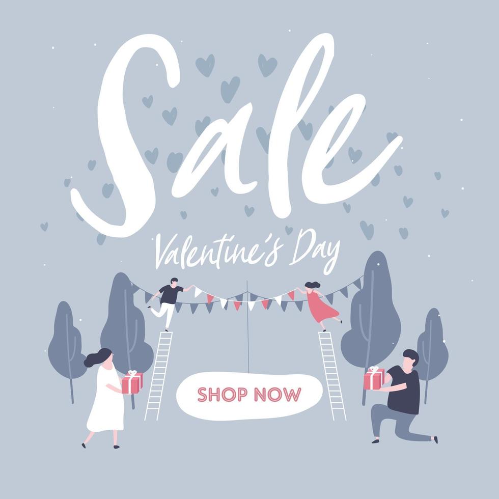 Sale discount banner for Valentines Day. vector