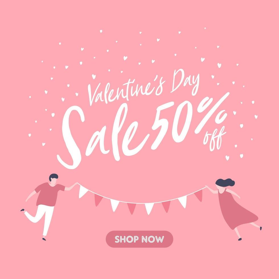 Sale discount banner for Valentines Day. Special offer poster. vector