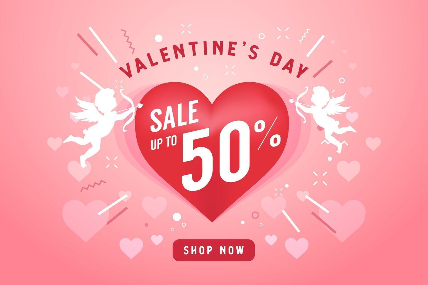 Valentine's day sale banner design template. vector