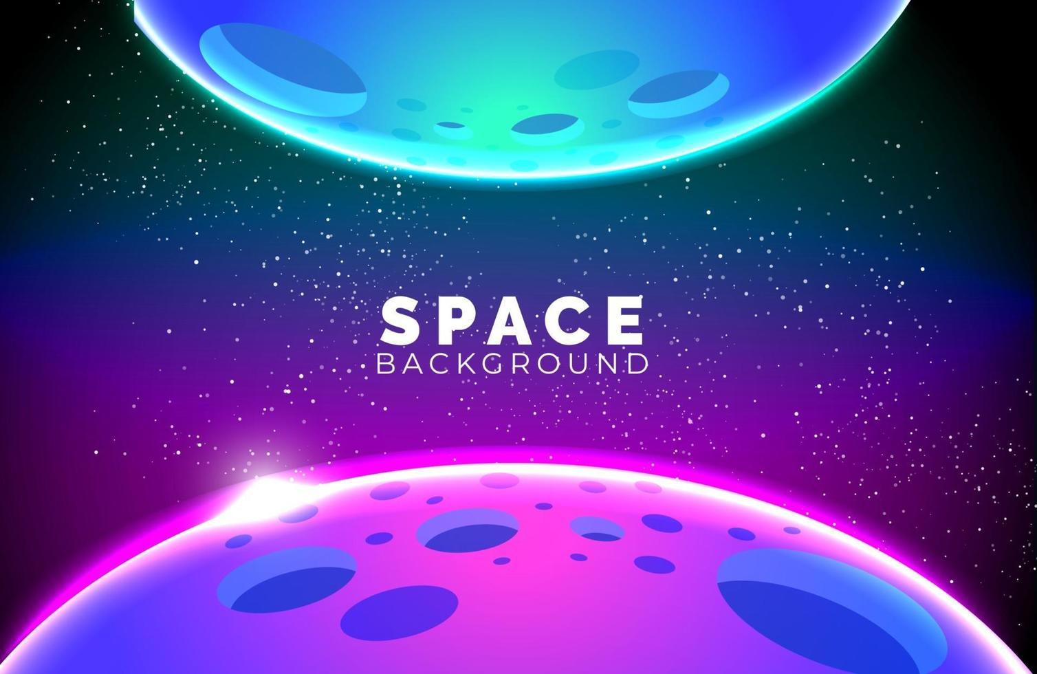 Space background with abstract shape and planets with gradient color vector