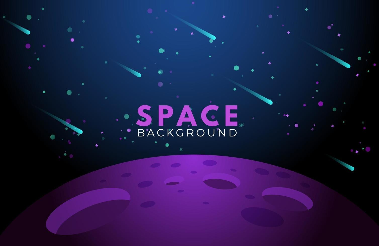 Space background with abstract shape and planets with gradient color vector