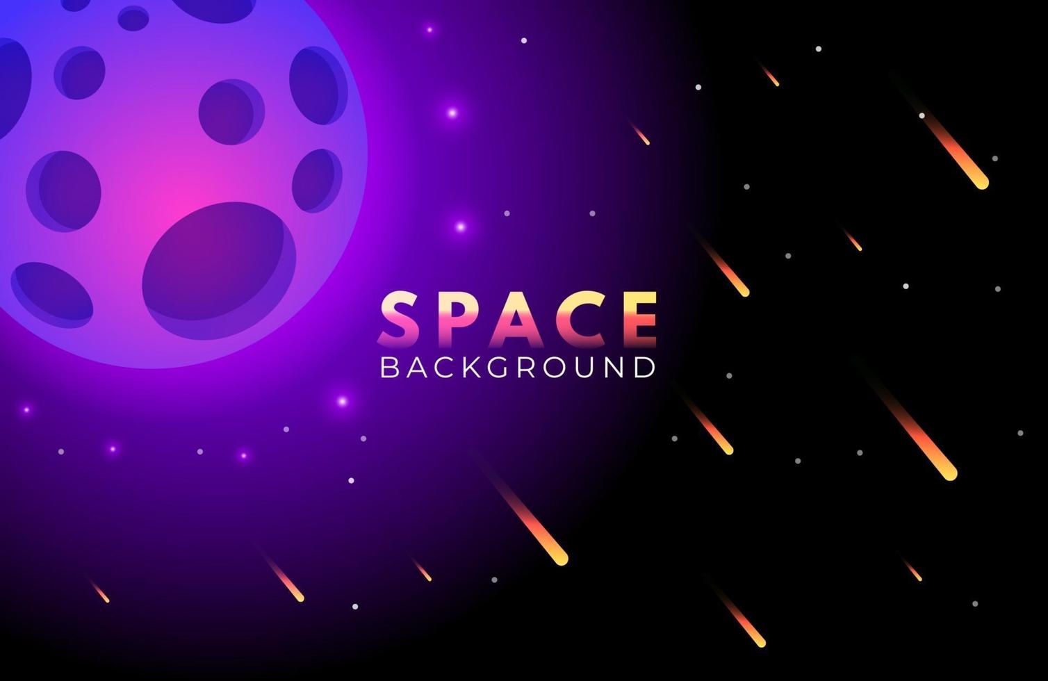 Space background with abstract shape and planets with gradient color vector