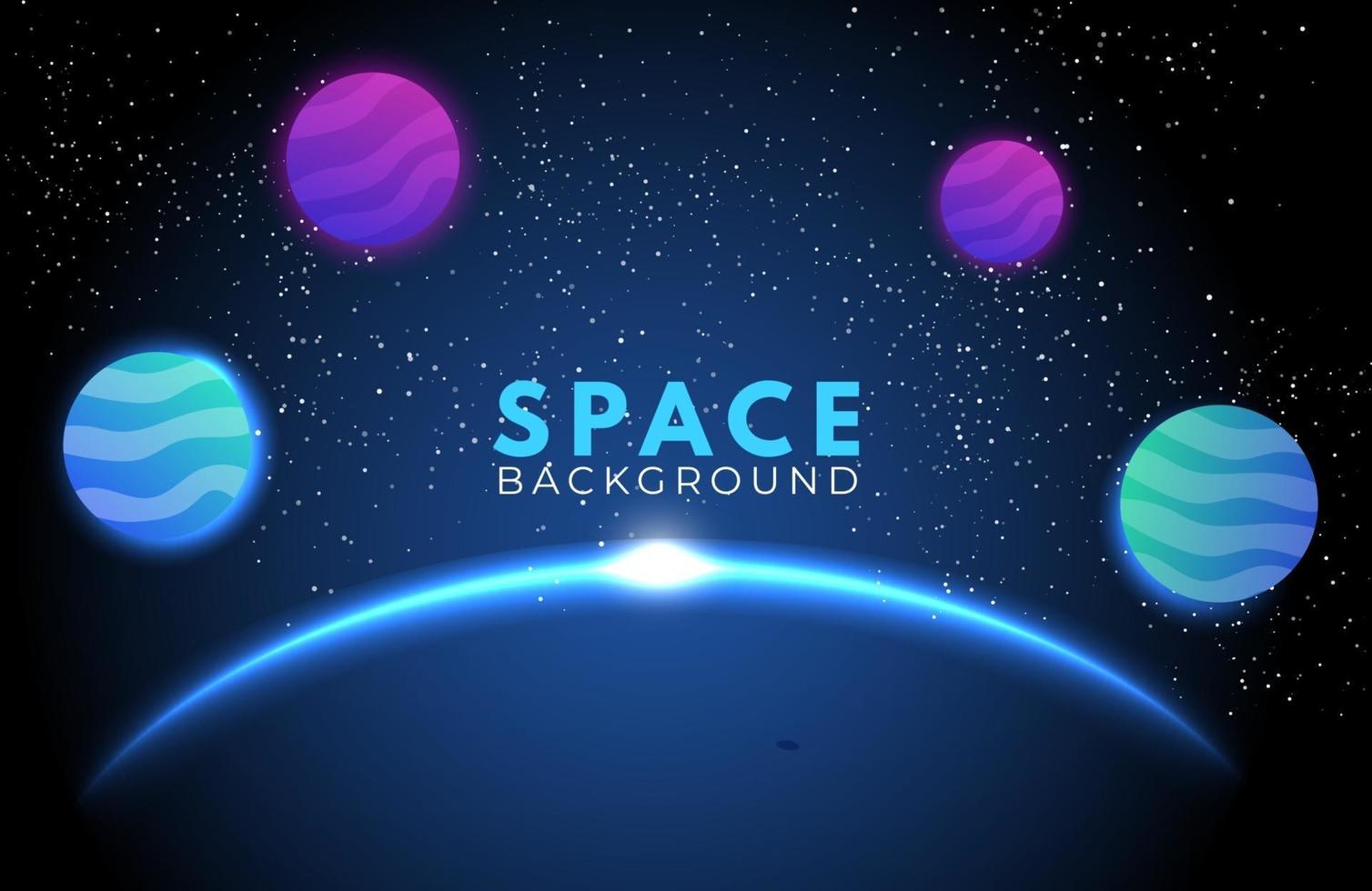 Space background with abstract shape and planets with gradient color vector