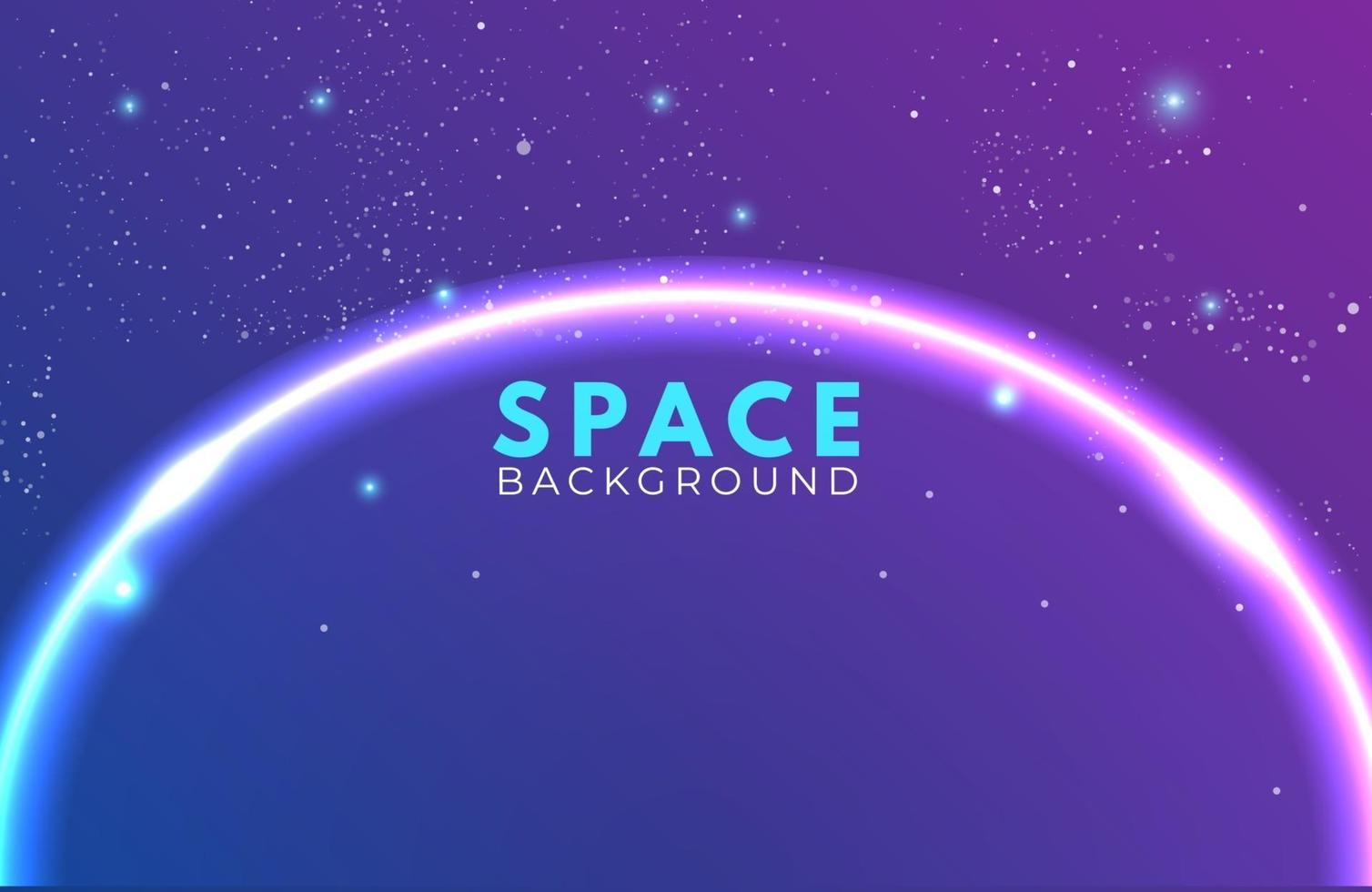 Space background with abstract shape and planets with gradient color vector