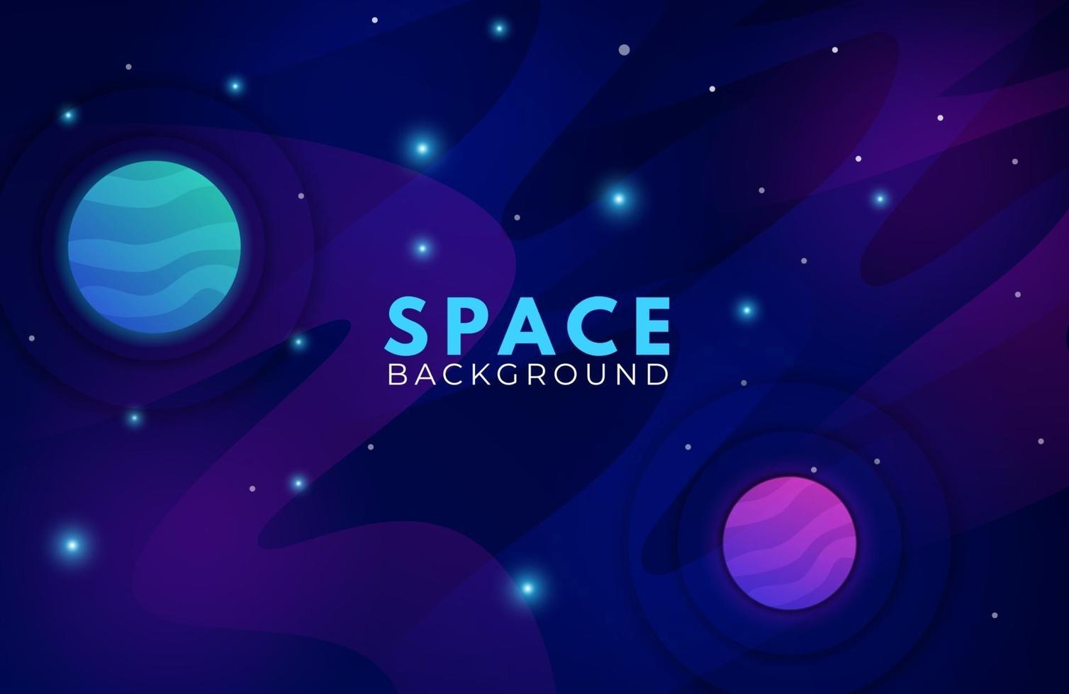 Space background with abstract shape and planets with gradient color vector