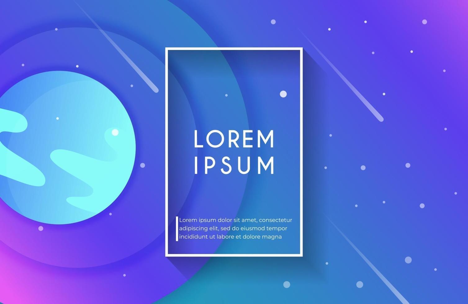 Space background with abstract shape and planets with gradient color vector