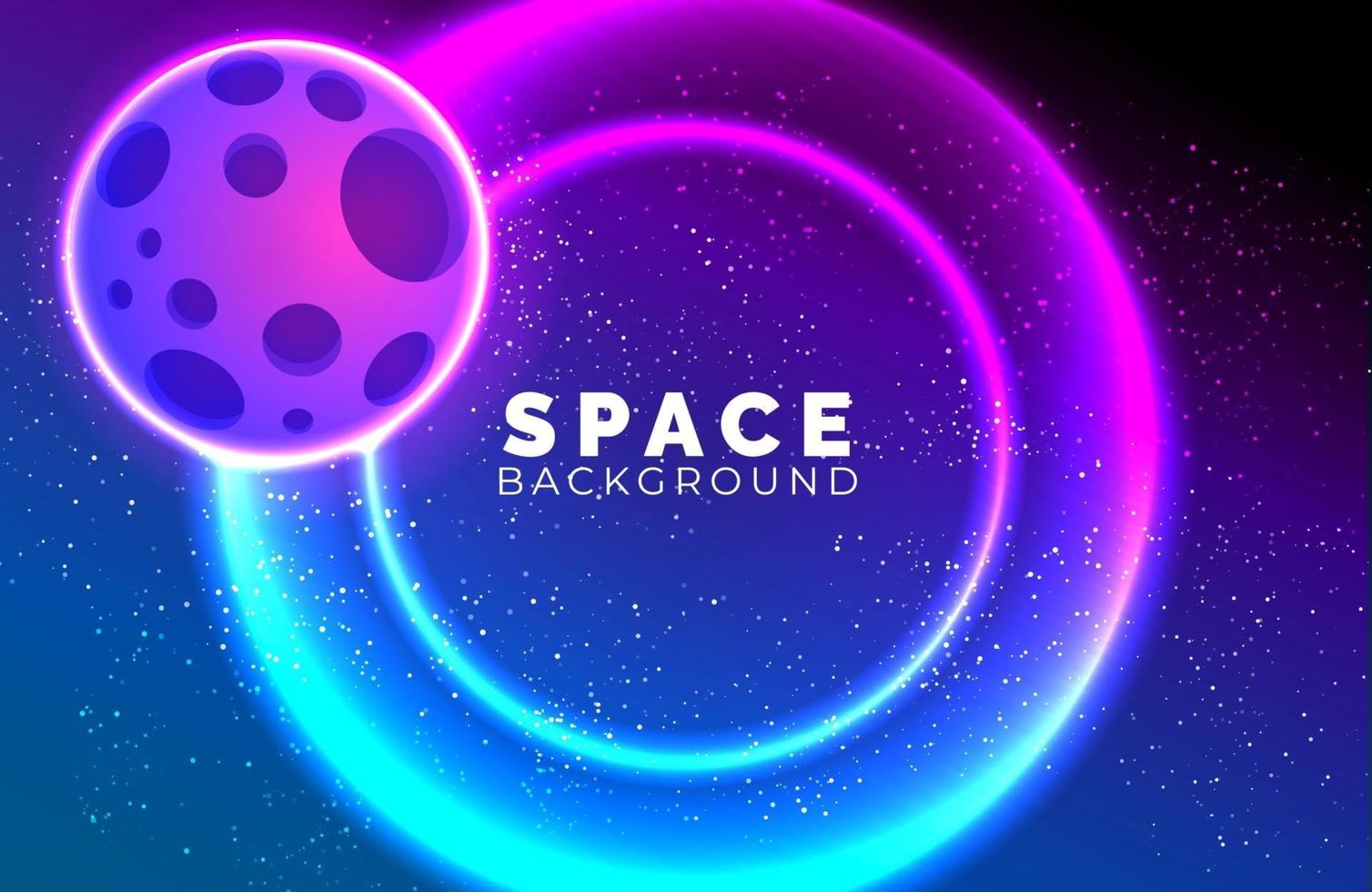 Space background with abstract shape and planets with gradient color vector