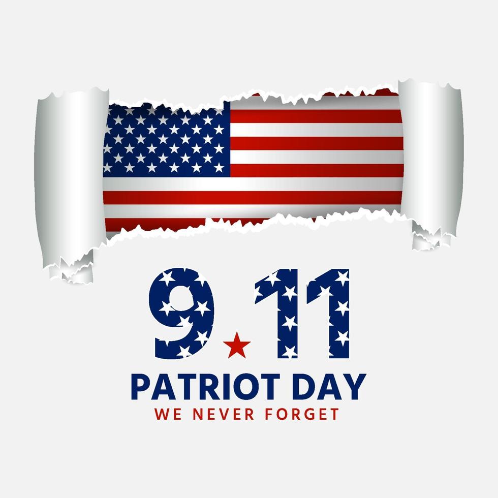 Patriots day injects paper on both sides of the united states flag vector