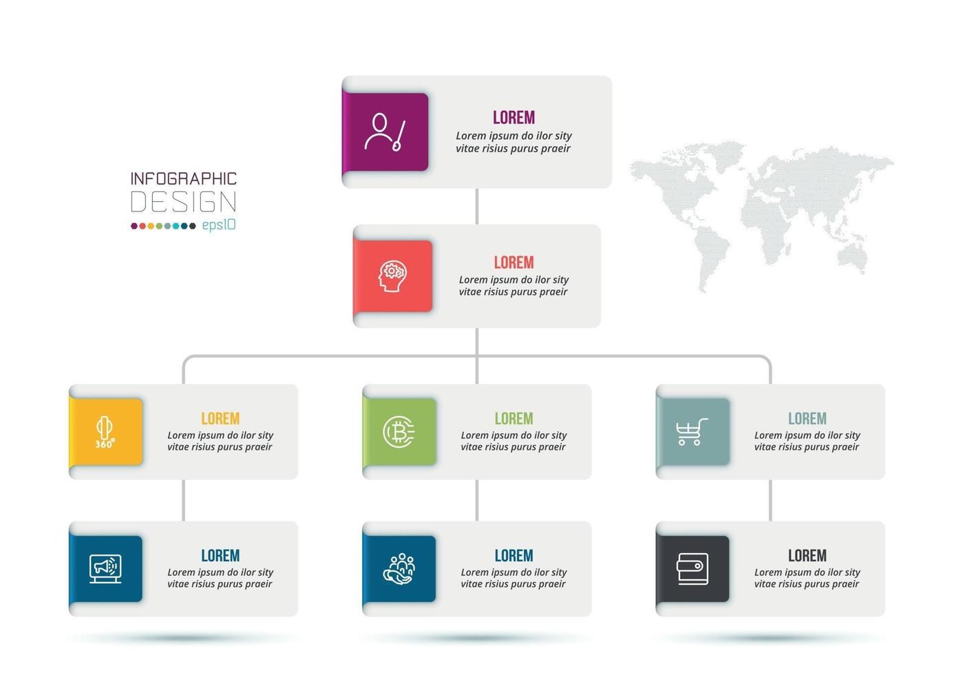 Business concept infographic template with organization. vector