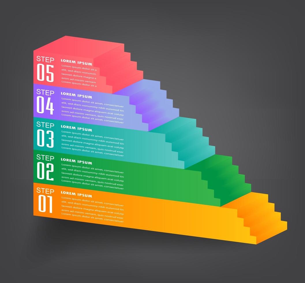 modern text box template, infographics banner, stairs step vector