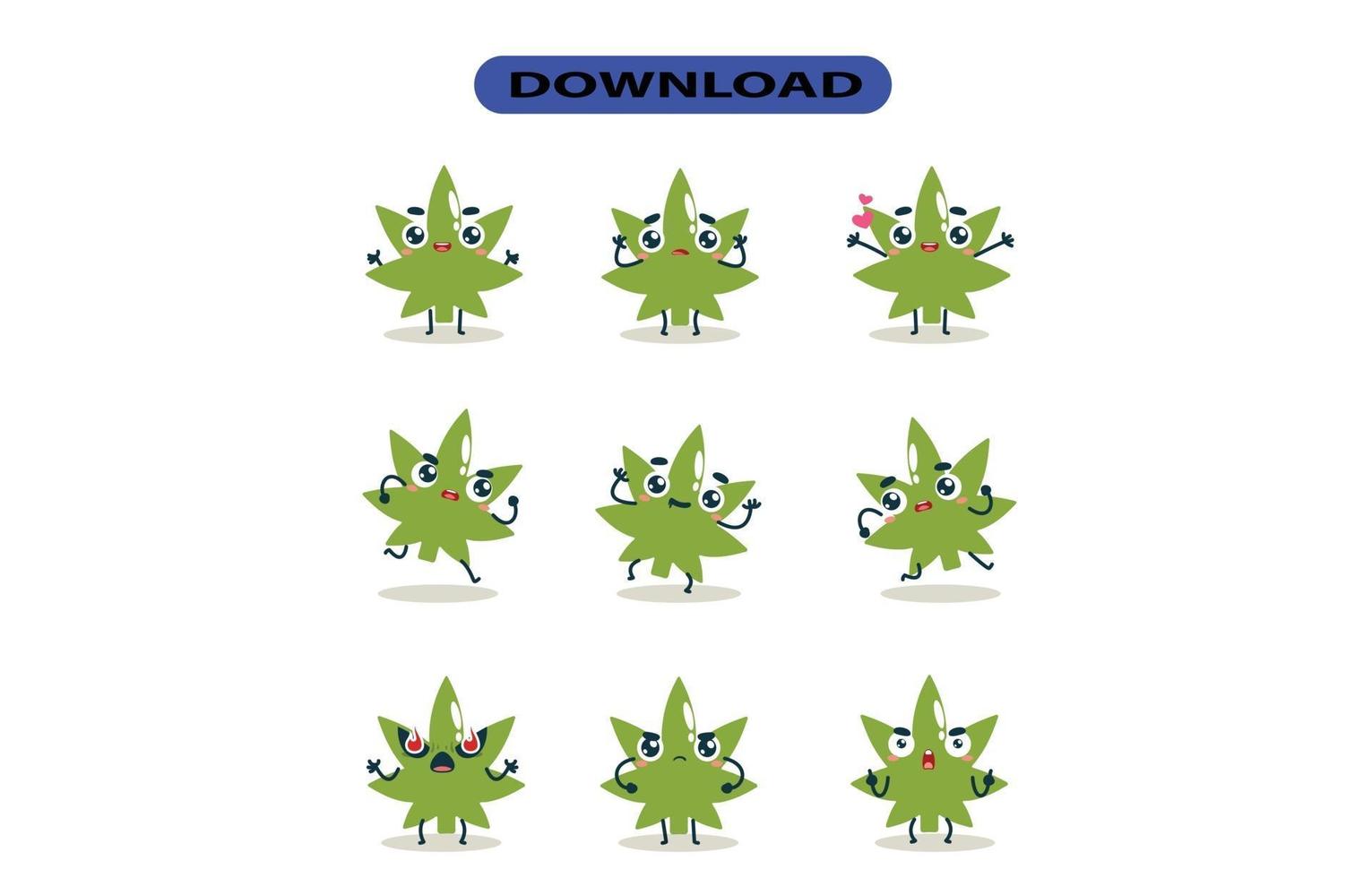 Mascot images of the marrijuana set. Free Vector