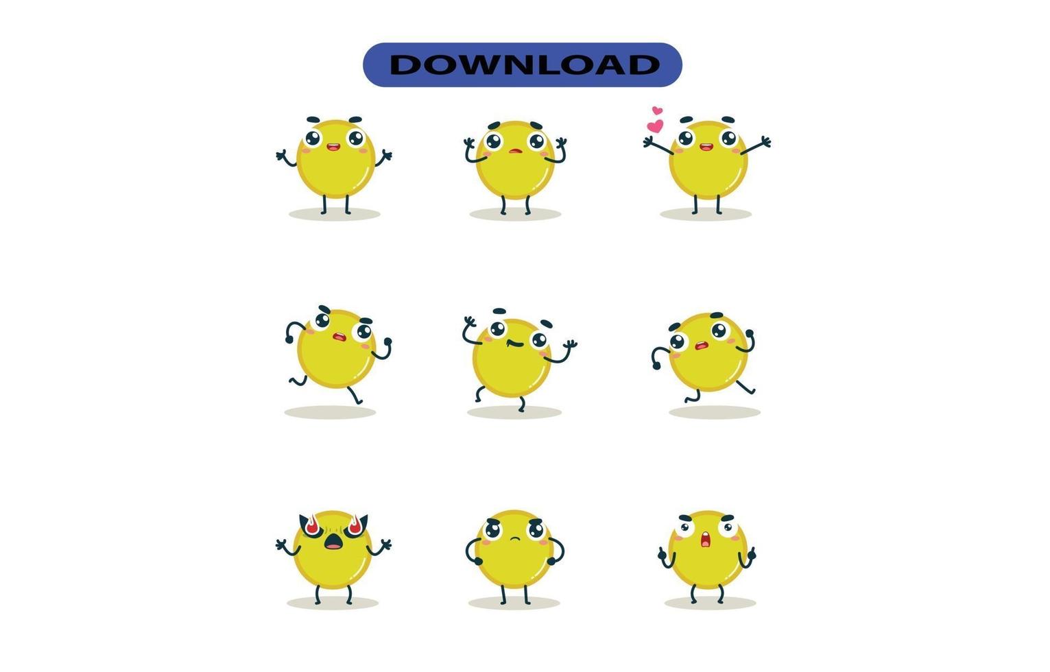 Mascot images of the coin set. Free Vector