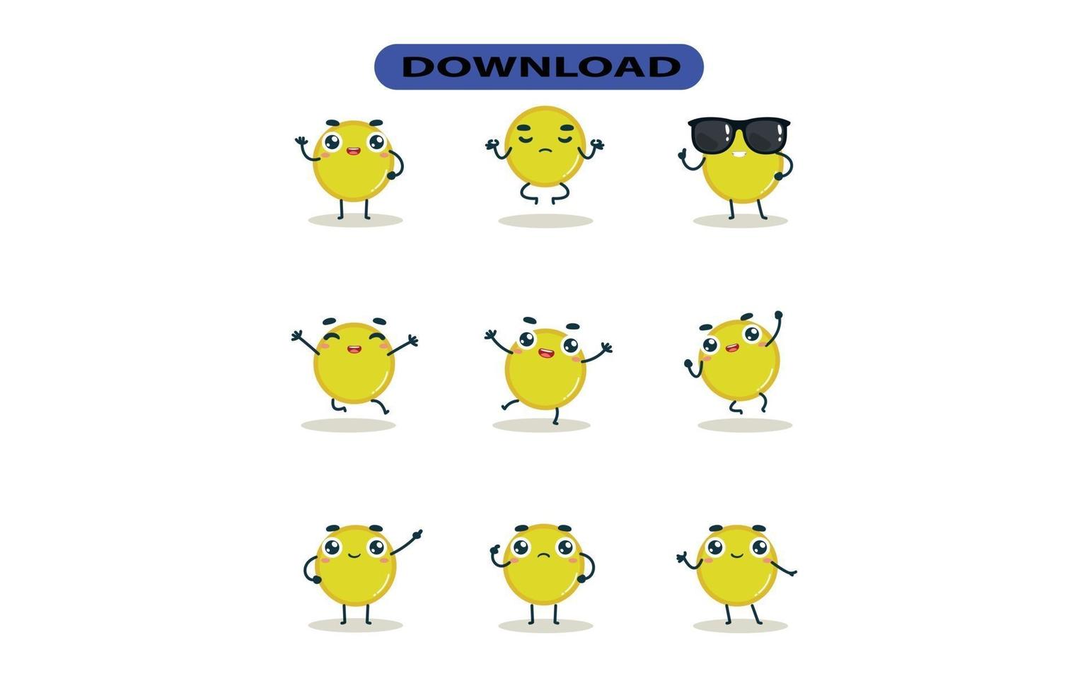 Mascot images of the coin set. Free Vector