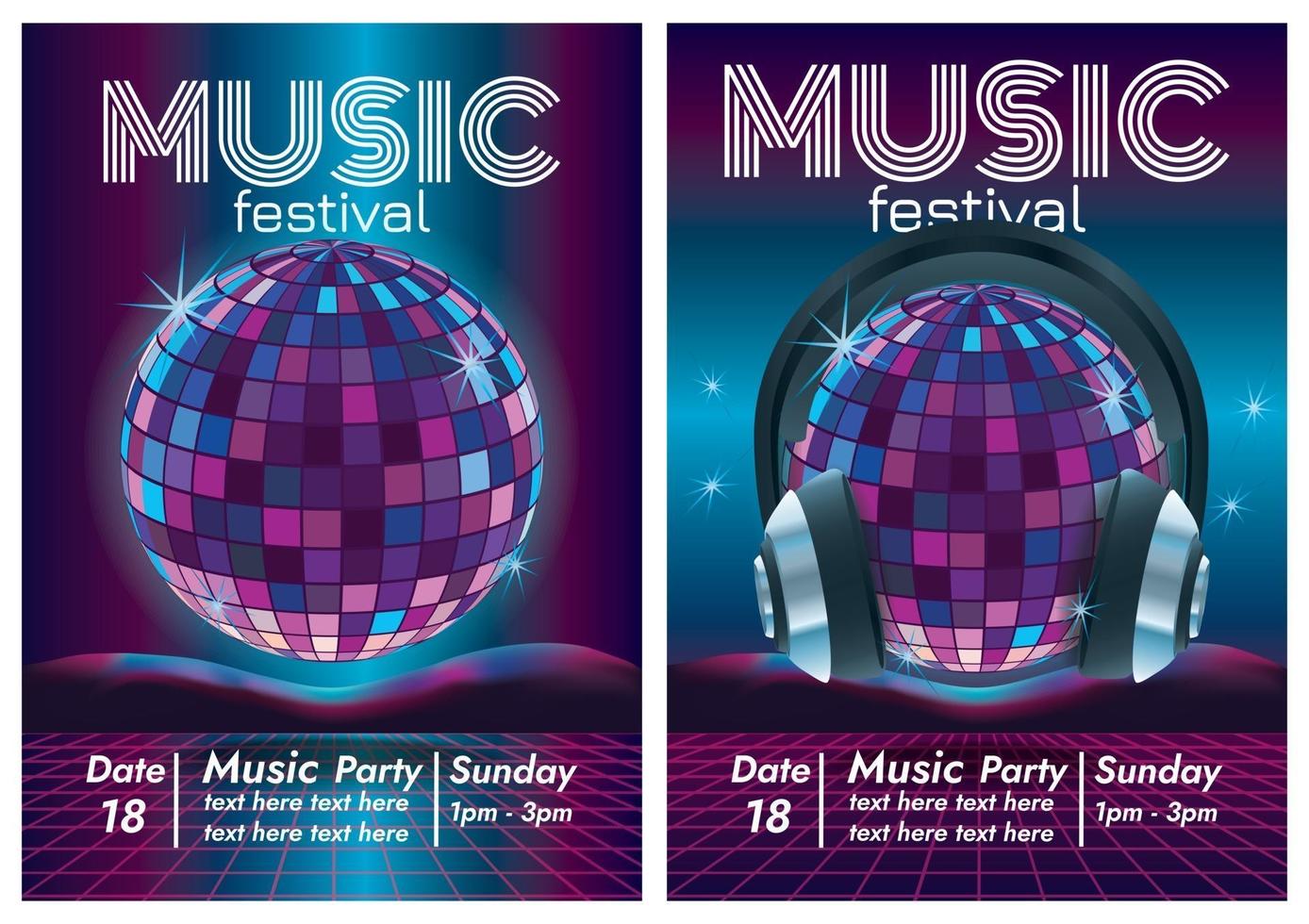 disco music festival poster for party vector