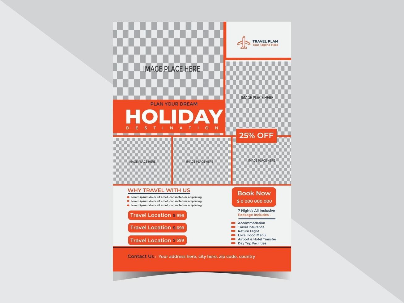 Travel and Tour Business Flyer Design Template vector
