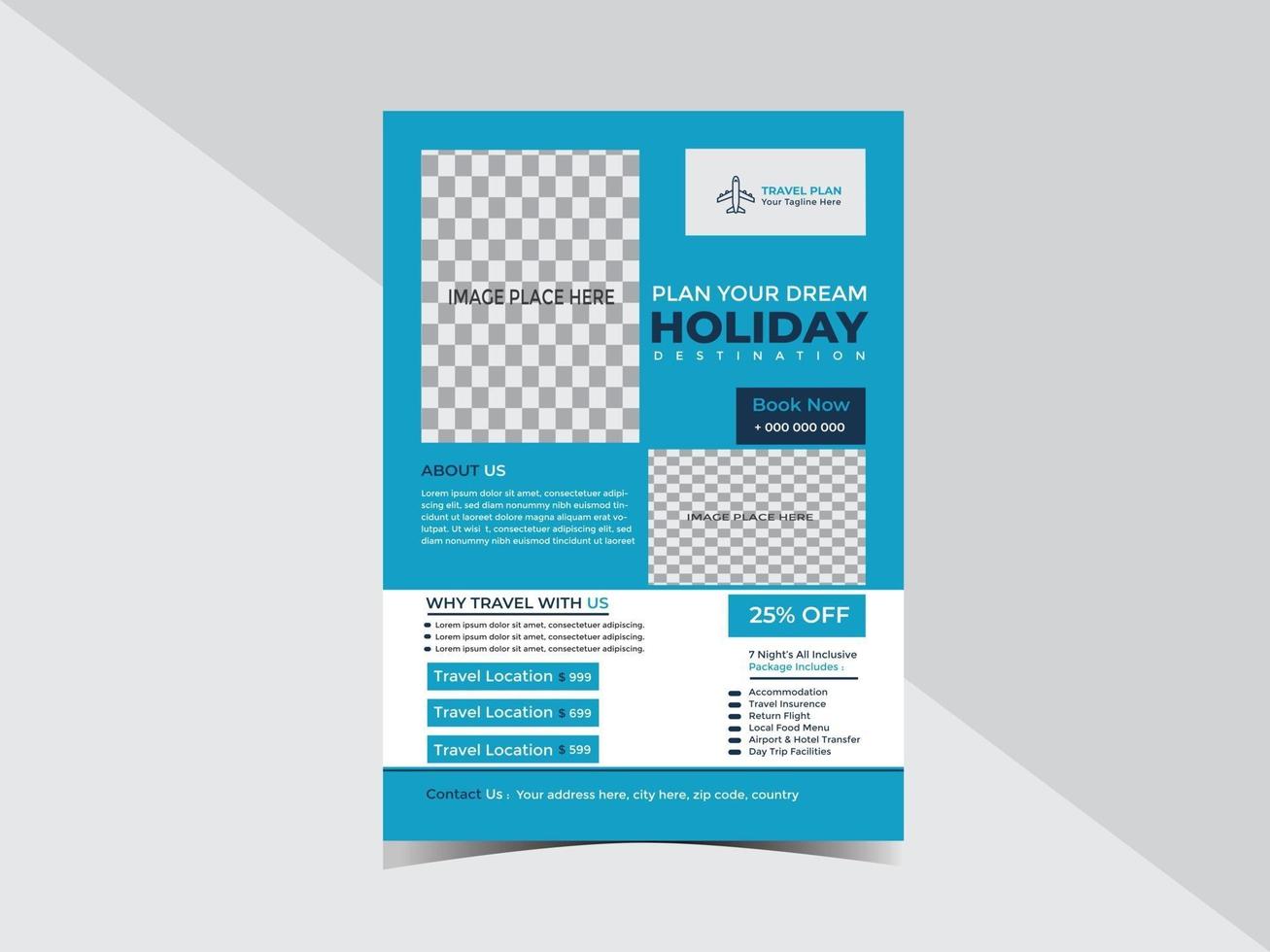 Travel and Tour Business Flyer Design Template vector