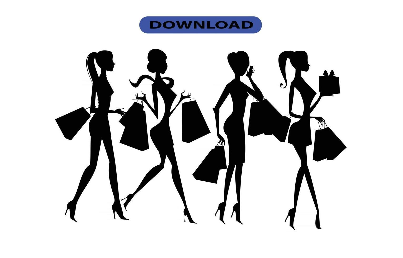 girl shopping icon or logo high resolution vector