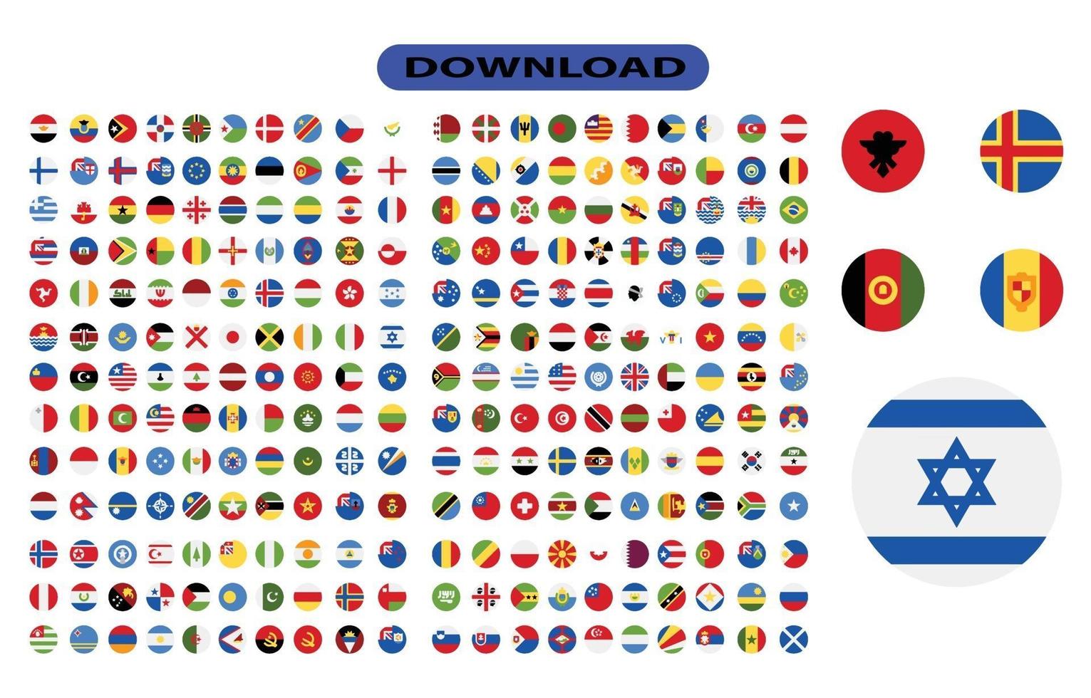 todas las banderas nacionales oficiales del mundo. diseño circular. vector. vector