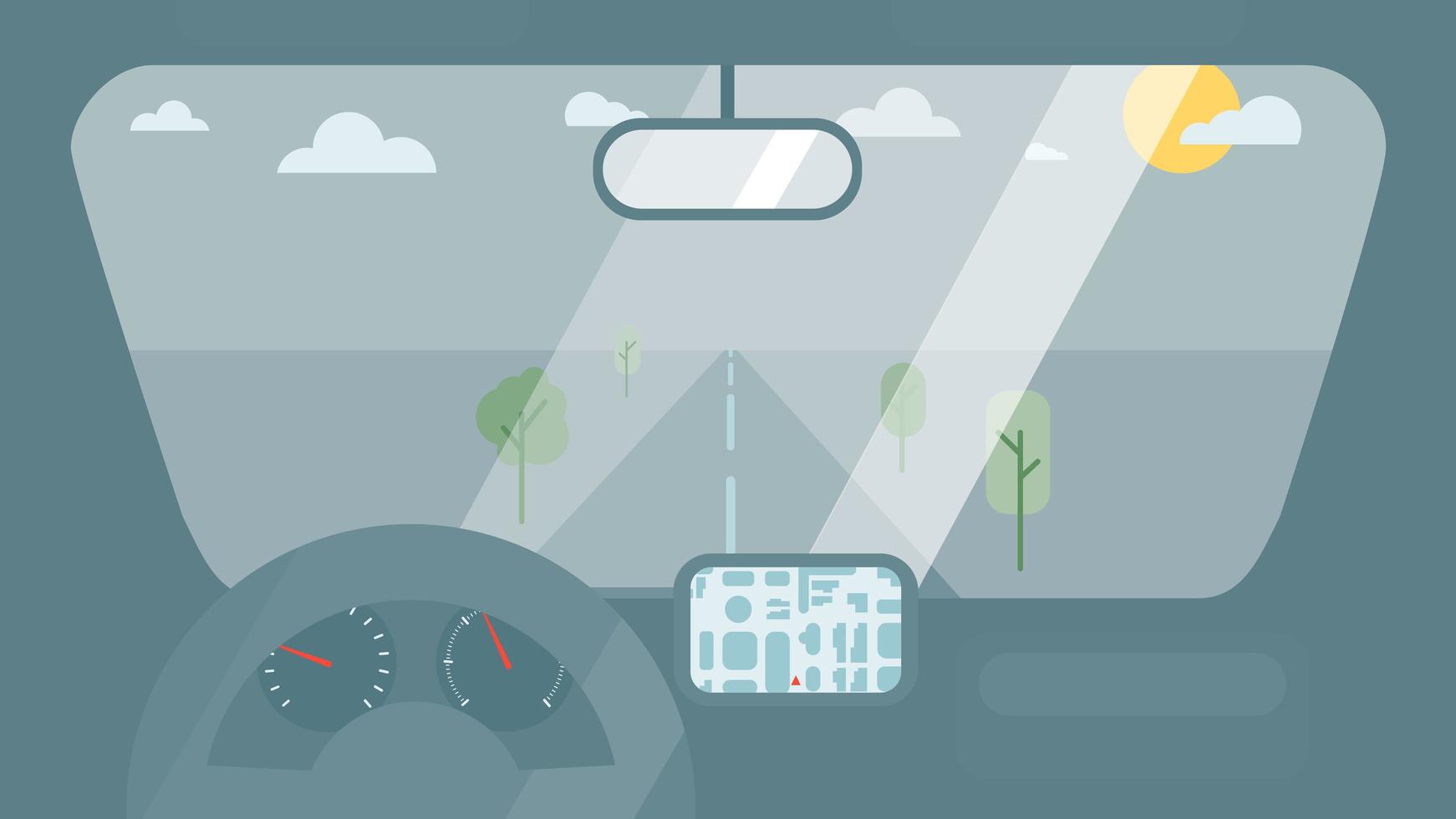 Inside car interior vector