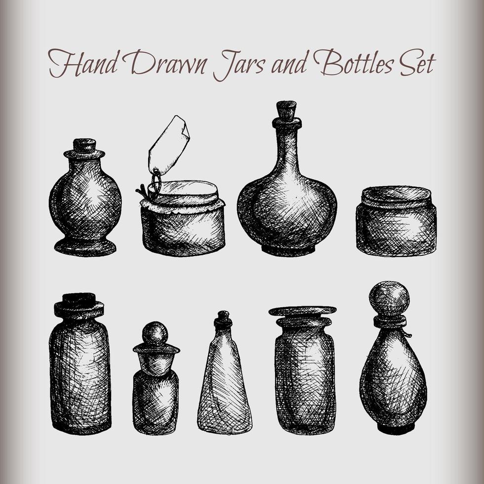 Vintage jars and bottles vector