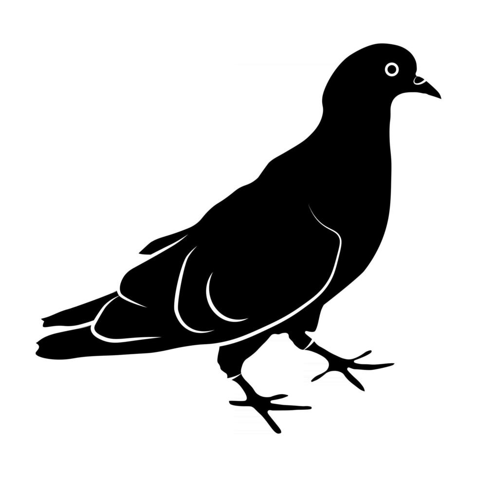 icono de glifo de paloma. pájaro en el suelo. paloma en color negro. concepto de paz. concepto de pacifismo. Paloma simple icono. paloma en estilo plano. vector