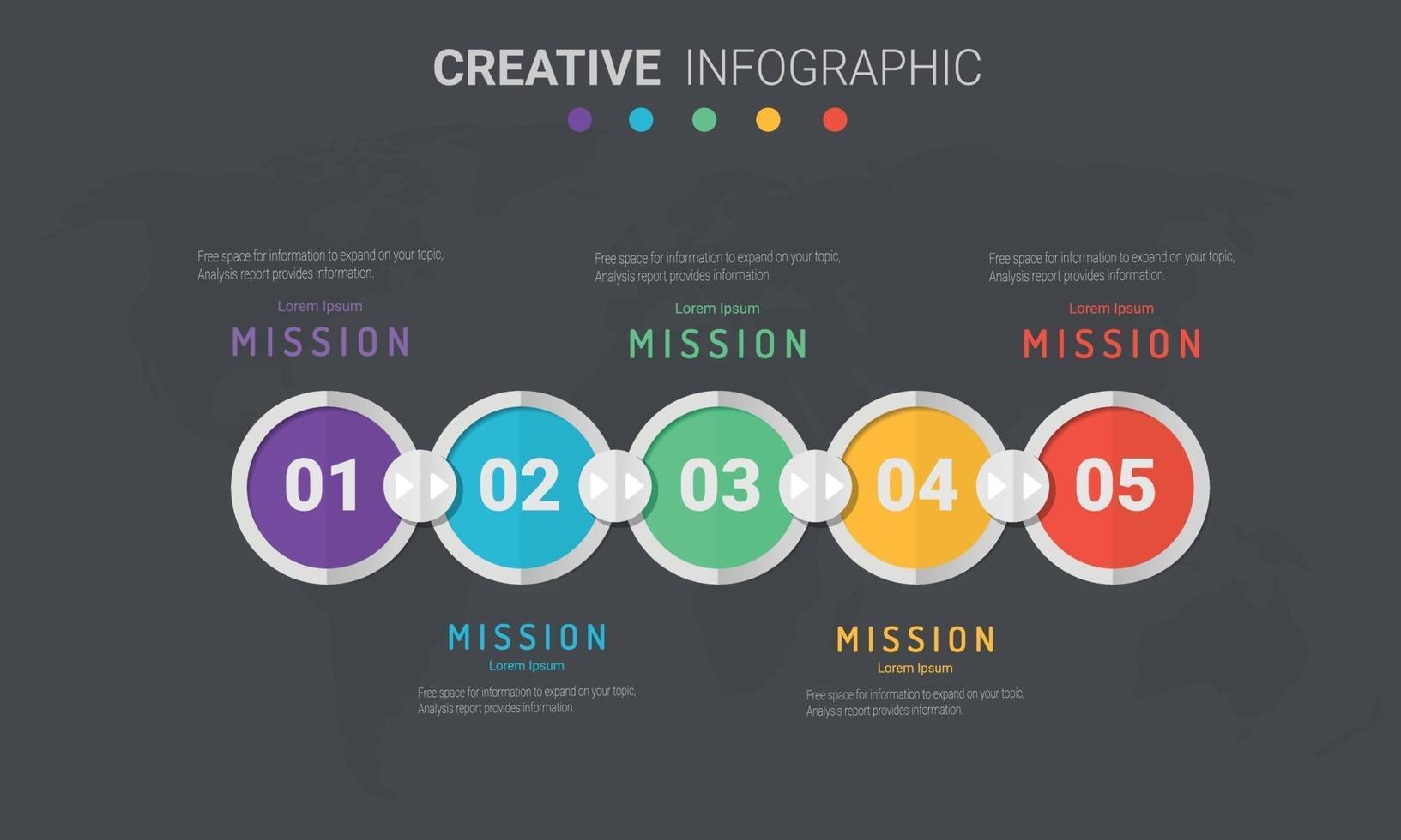 Plantilla de presentación infográfica con 5 opciones. vector