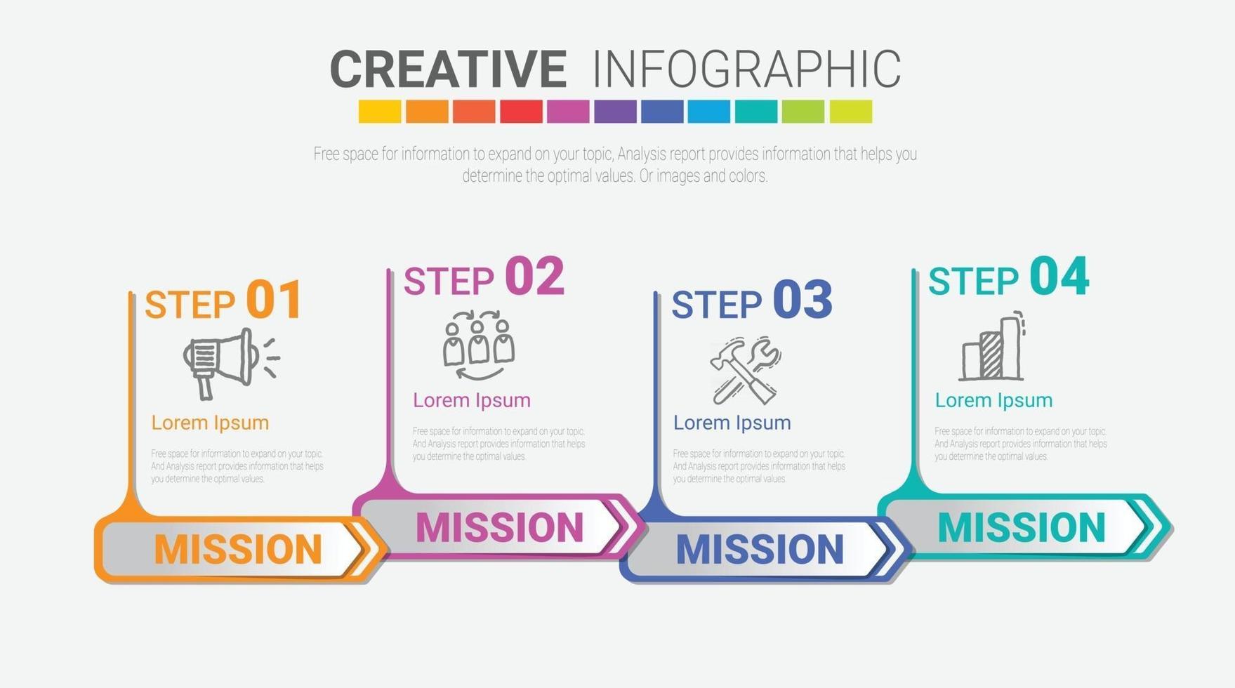 Colorful template business concept timeline arrows. vector