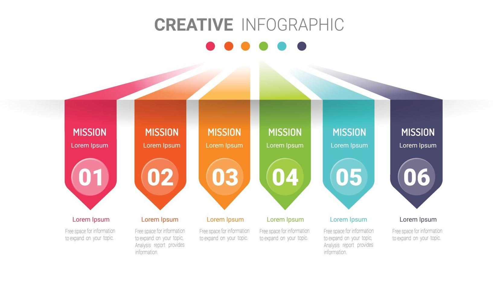 Infographic template with numbers 6 option vector