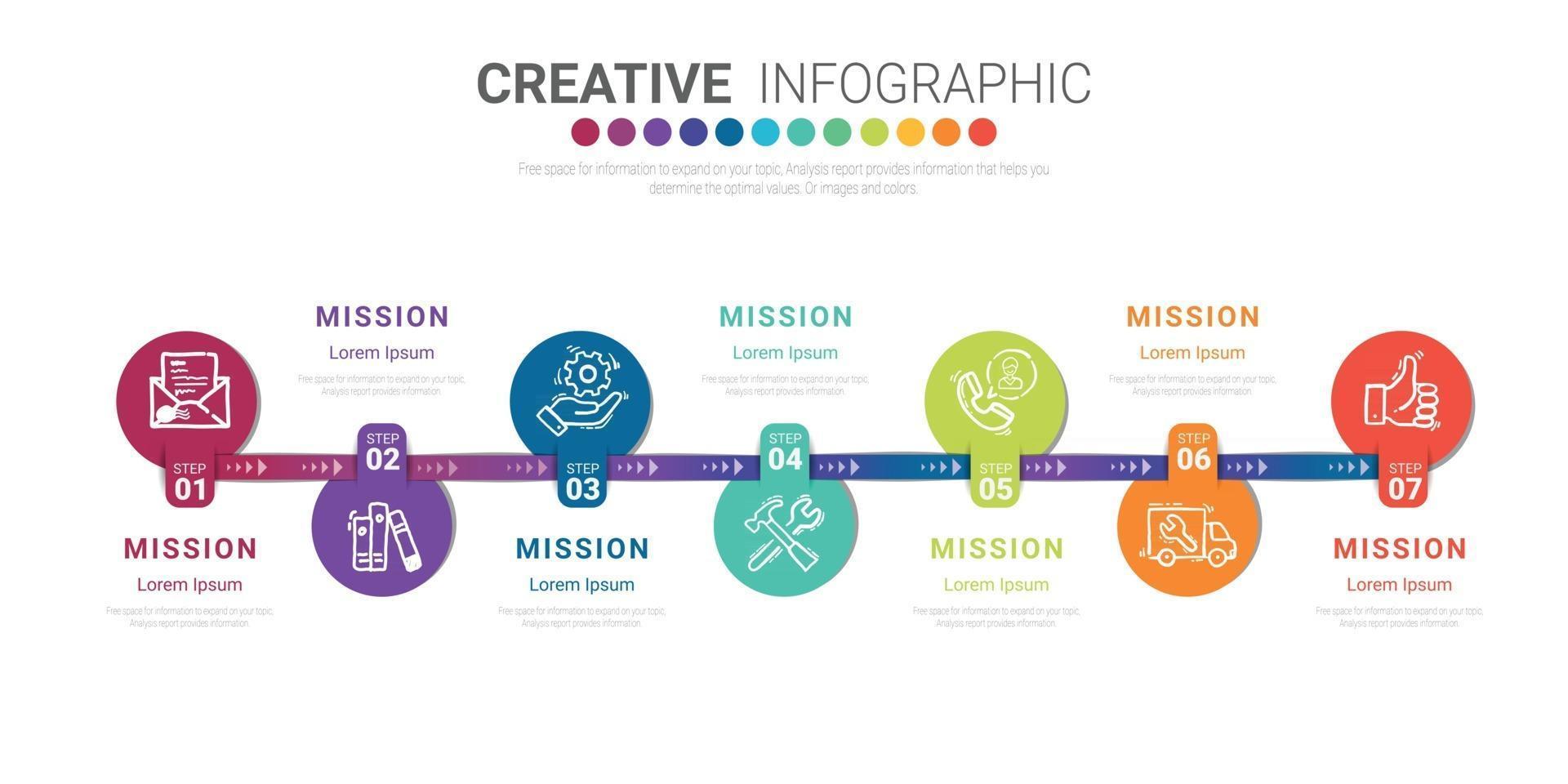 Timeline business for 7 day, can be used for steps or processes. vector