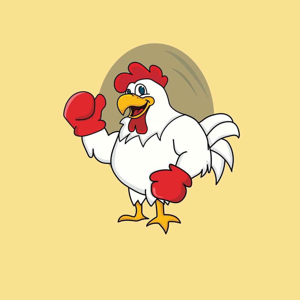 lindo gallo boxer fuerte vector