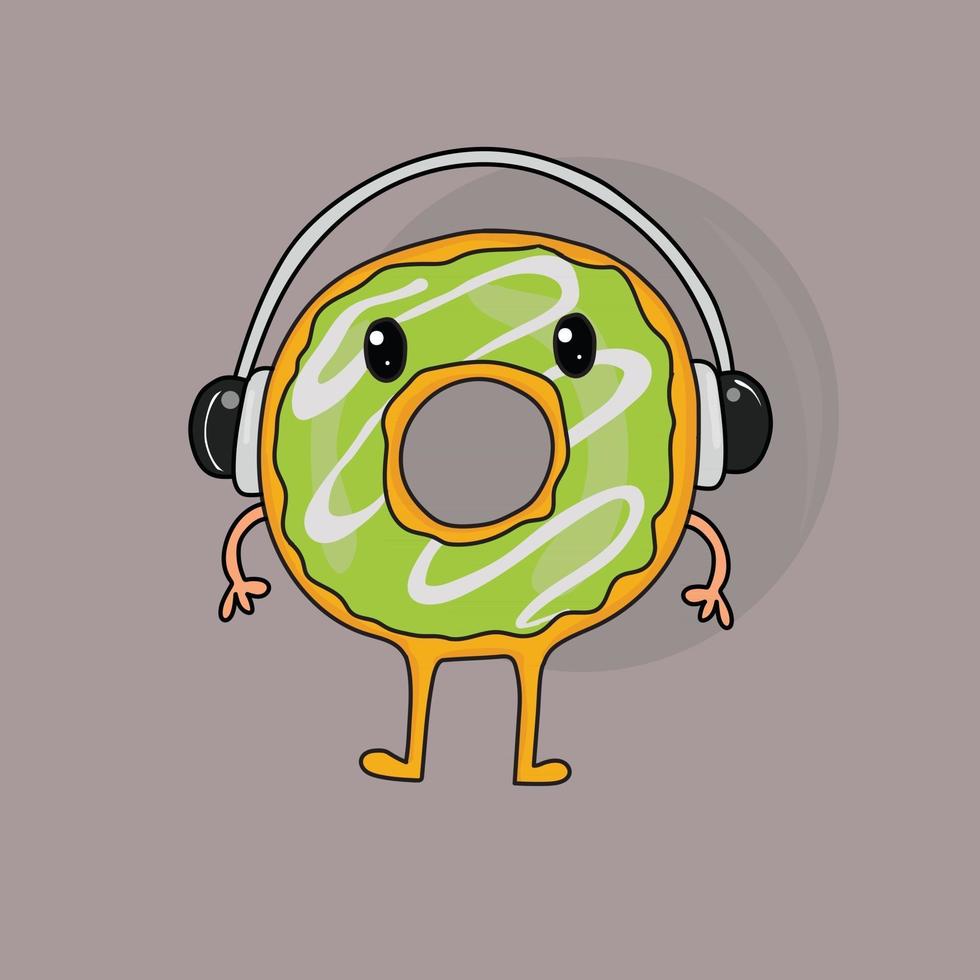 Cute head phone Donuts vector