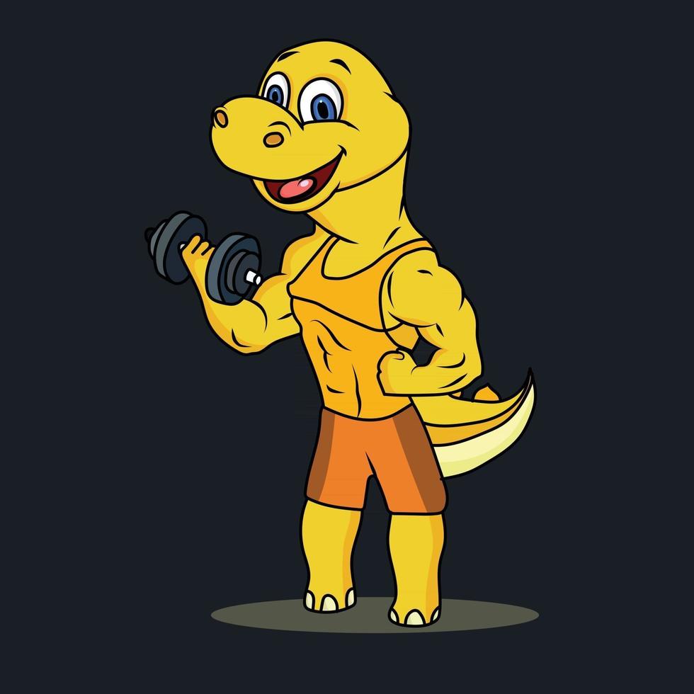 Cartoon dino exercise vector