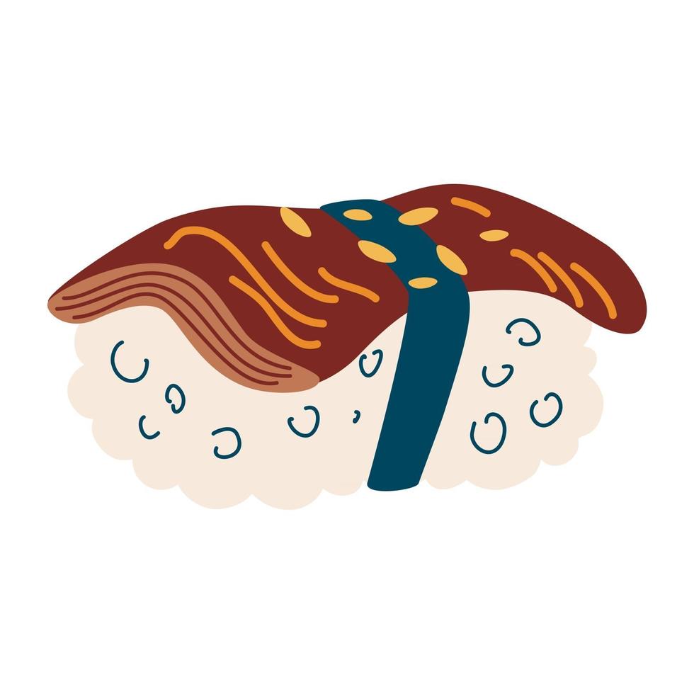 Sushi with eel. Japan food. vector