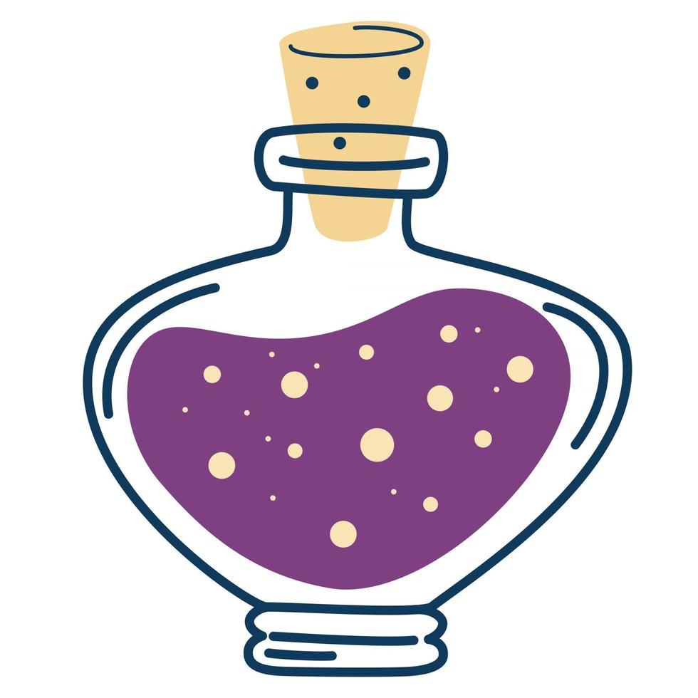 Bottle with potions. Magic elixir. Love potion. vector