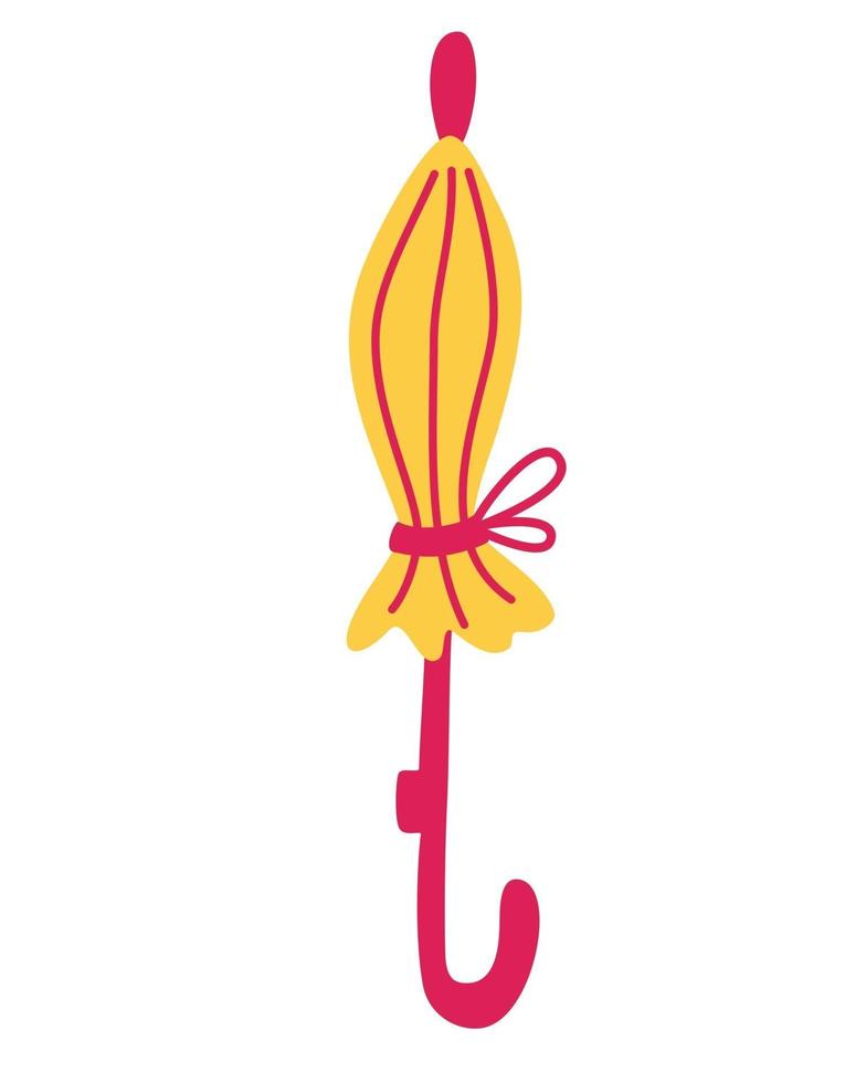 Closed umbrella. Beautiful yellow umbrella with a ribbon. vector