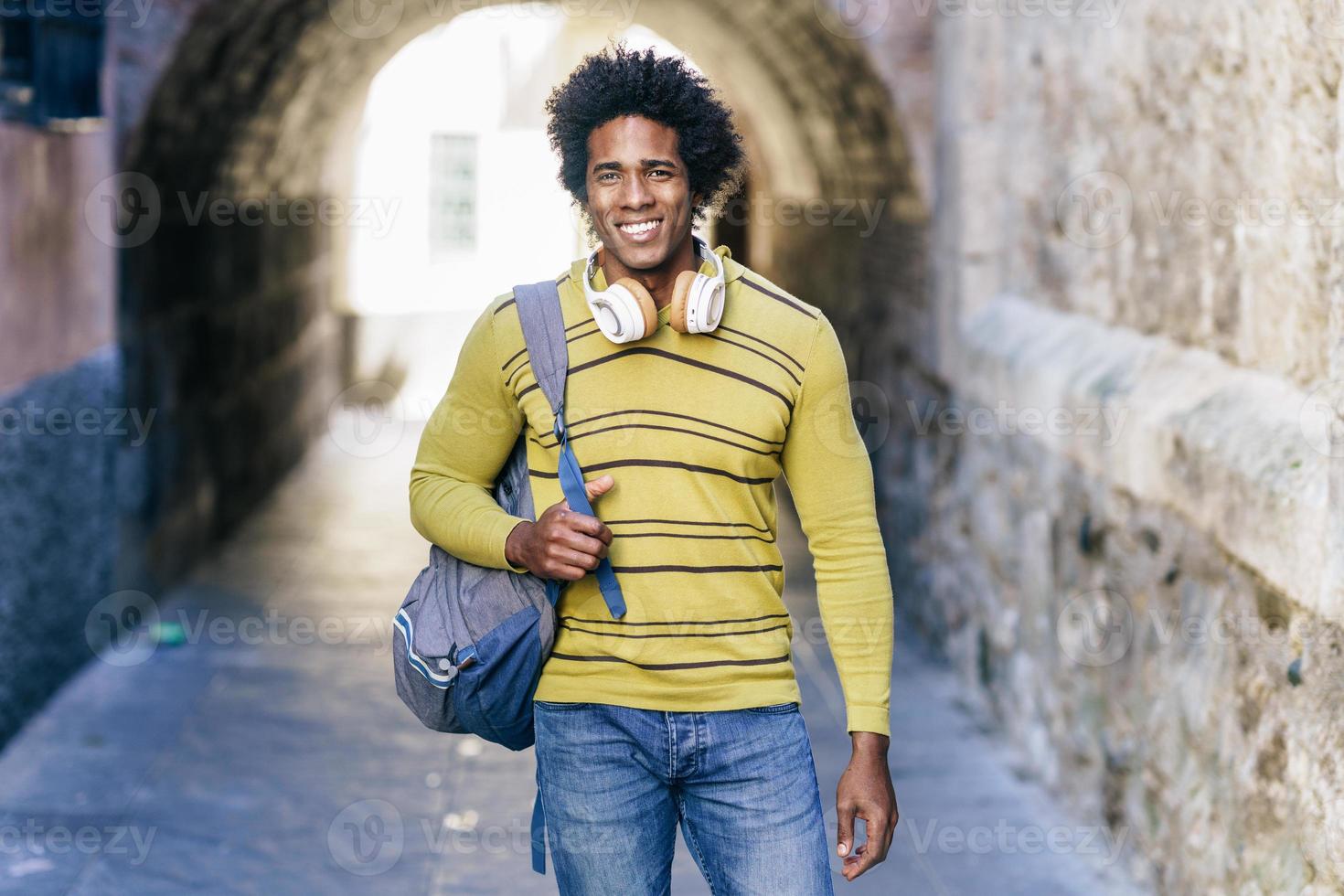 Black man with afro hair sightseeing in Granada photo