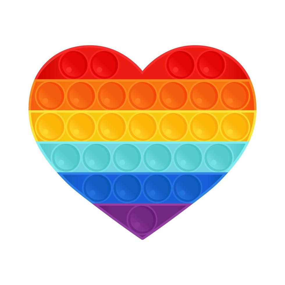 Trendy pop it fidget in Rainbow colors and heart form vector