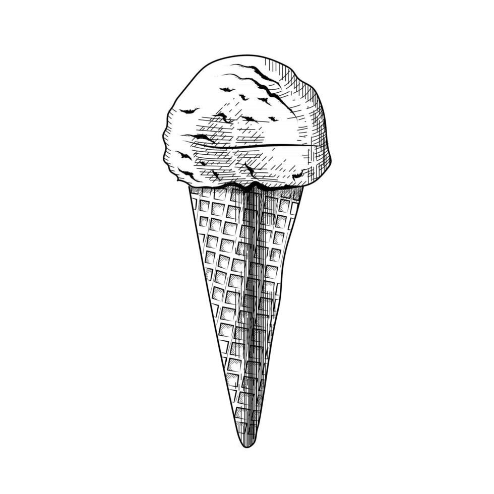 Ice cream in engraved style, vector illustration