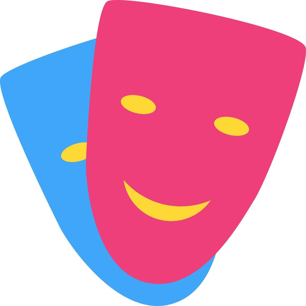 Tragedy and comedy mask flat vector icon