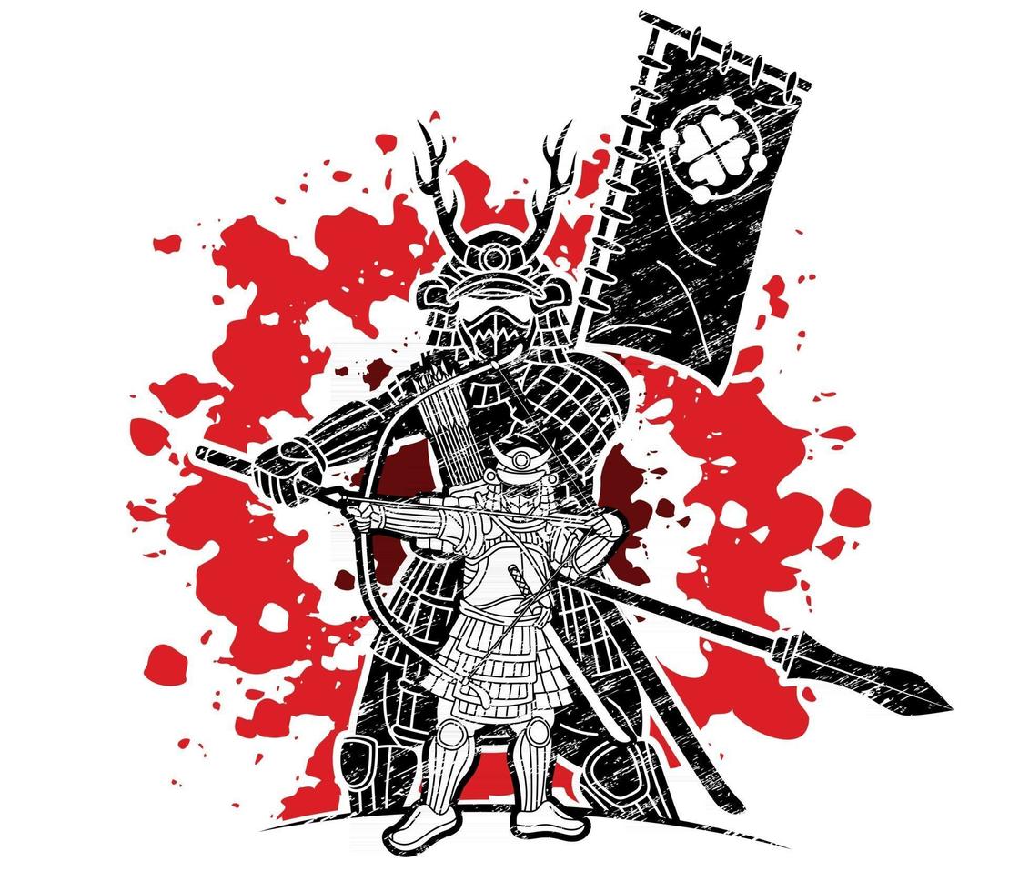 Samurai Warrior with Weapon Action vector