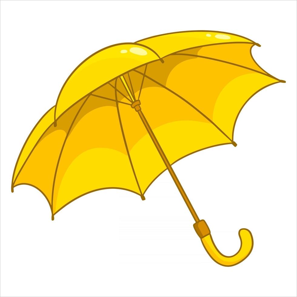 Rain protection. Opened yellow umbrella. For the wet season, autumn. vector
