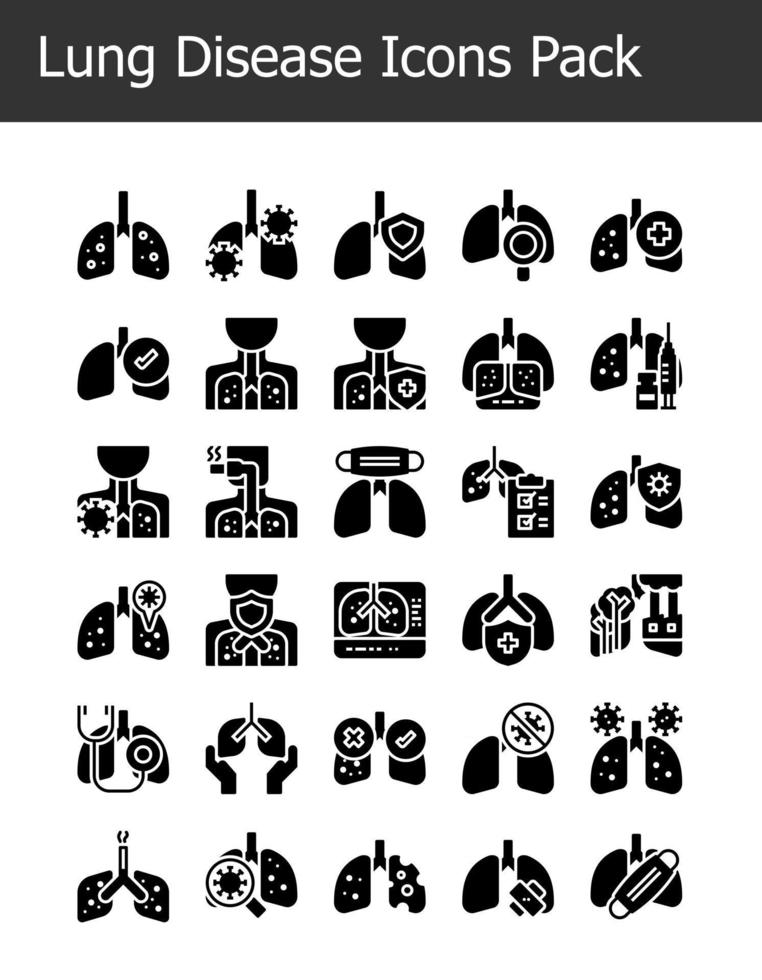 glyph solid lung disease icons pack vector